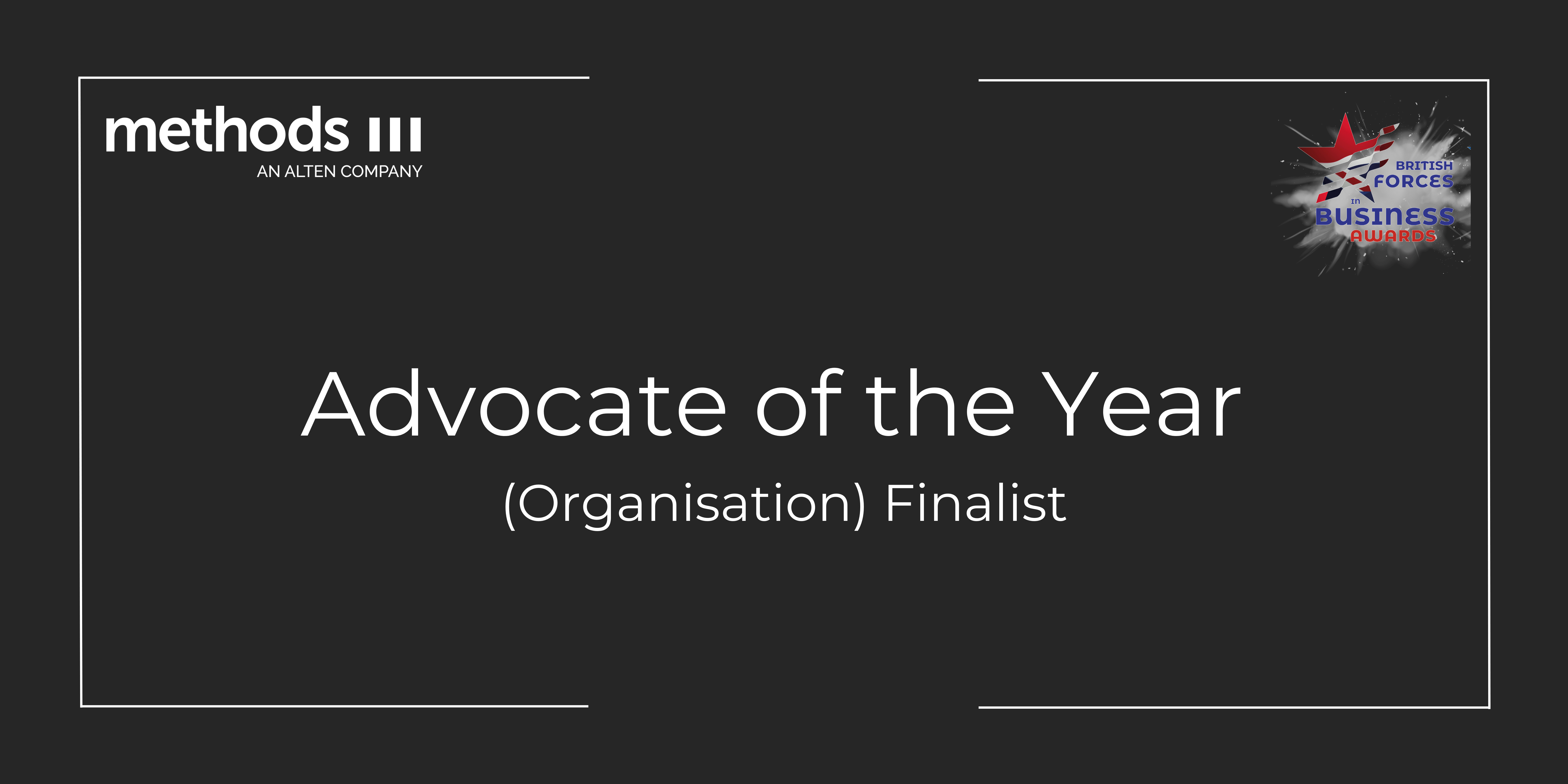 Advocate of the year finalist at the British Forces in Business Awards